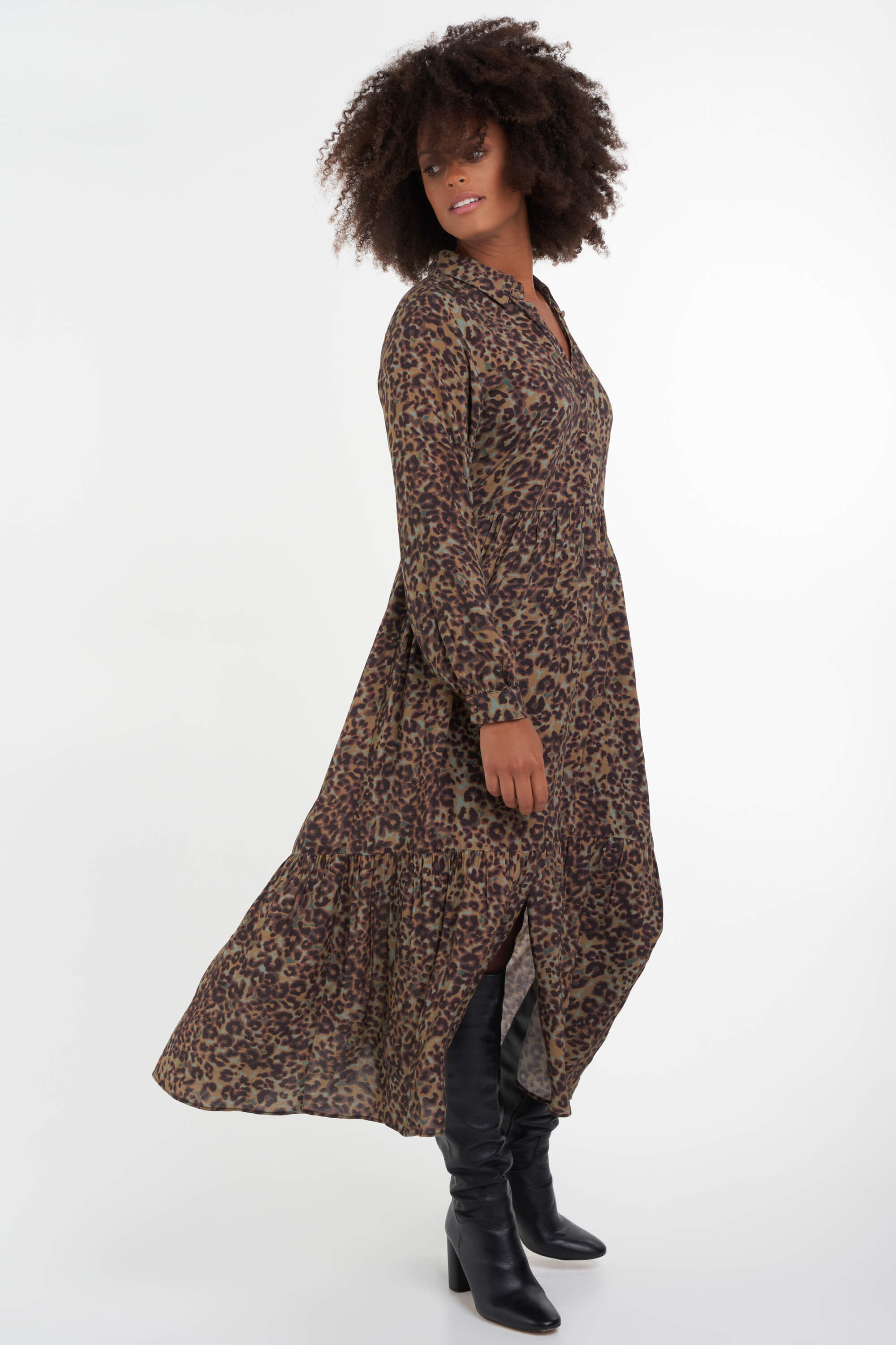 Lange blouse jurk met print image number 4