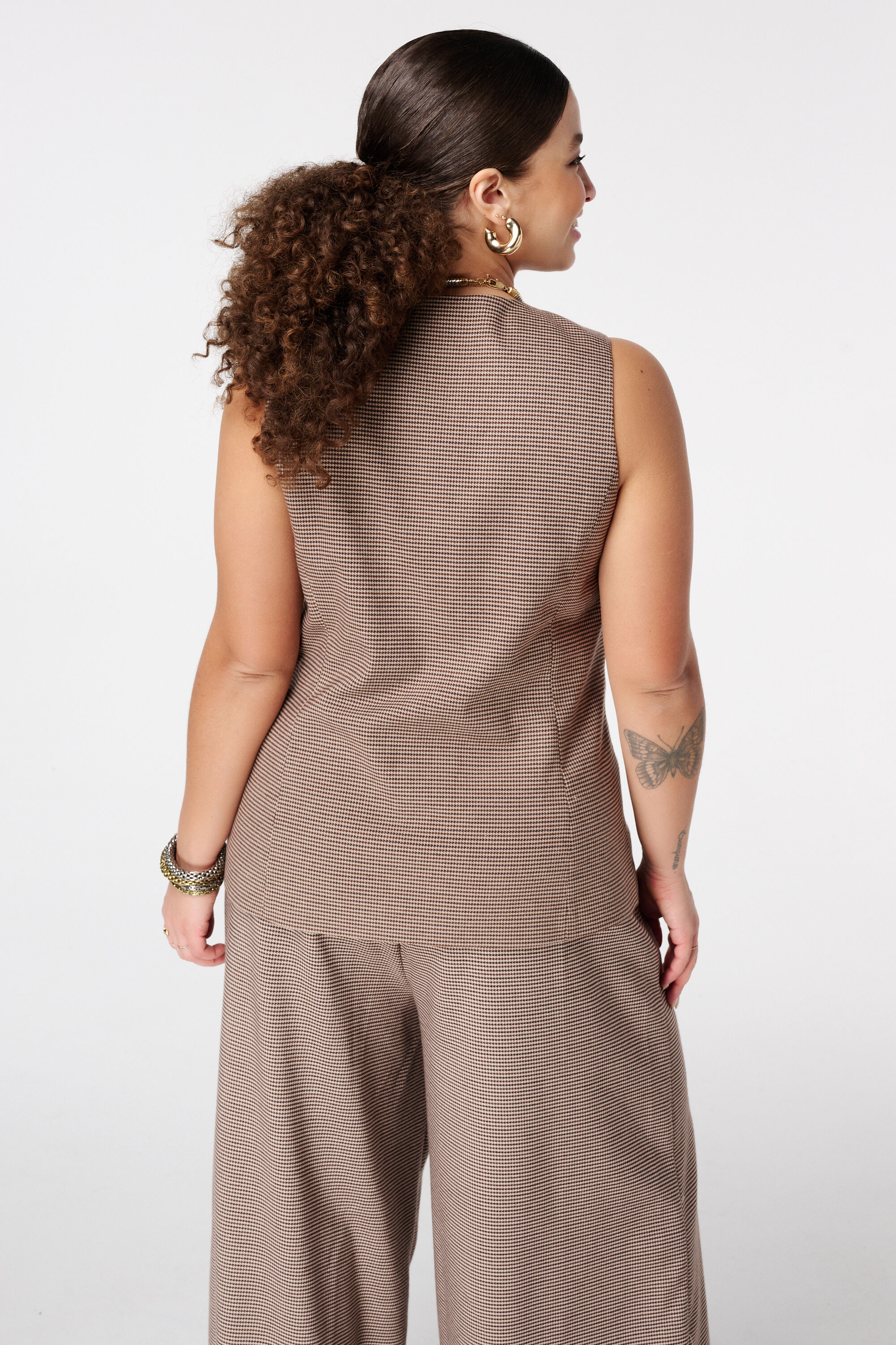 Lang gilet met ruitpatroon image number 1