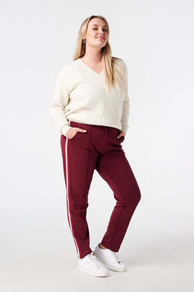 Tapered pantalon met bies aan de zijkant image number 0