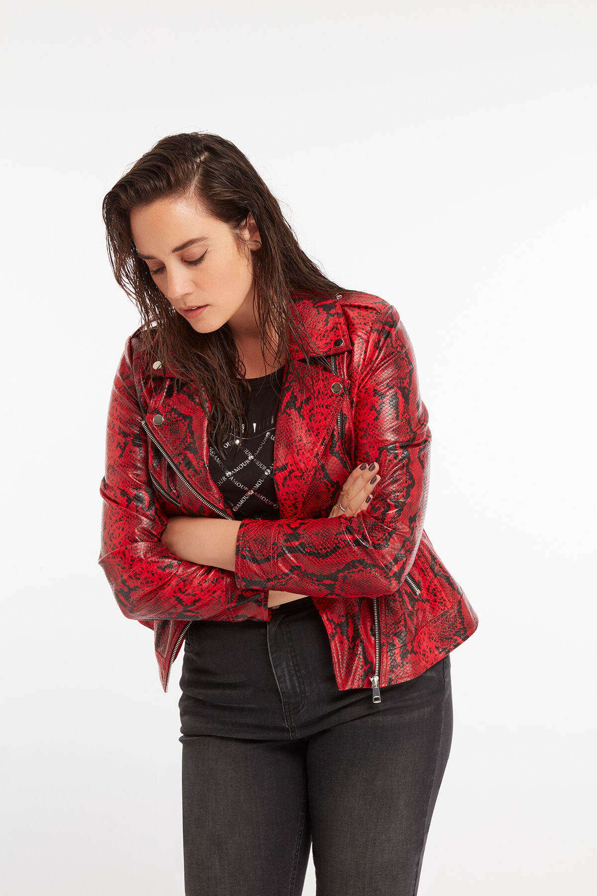 Bikerjack met slangenprint image number 4