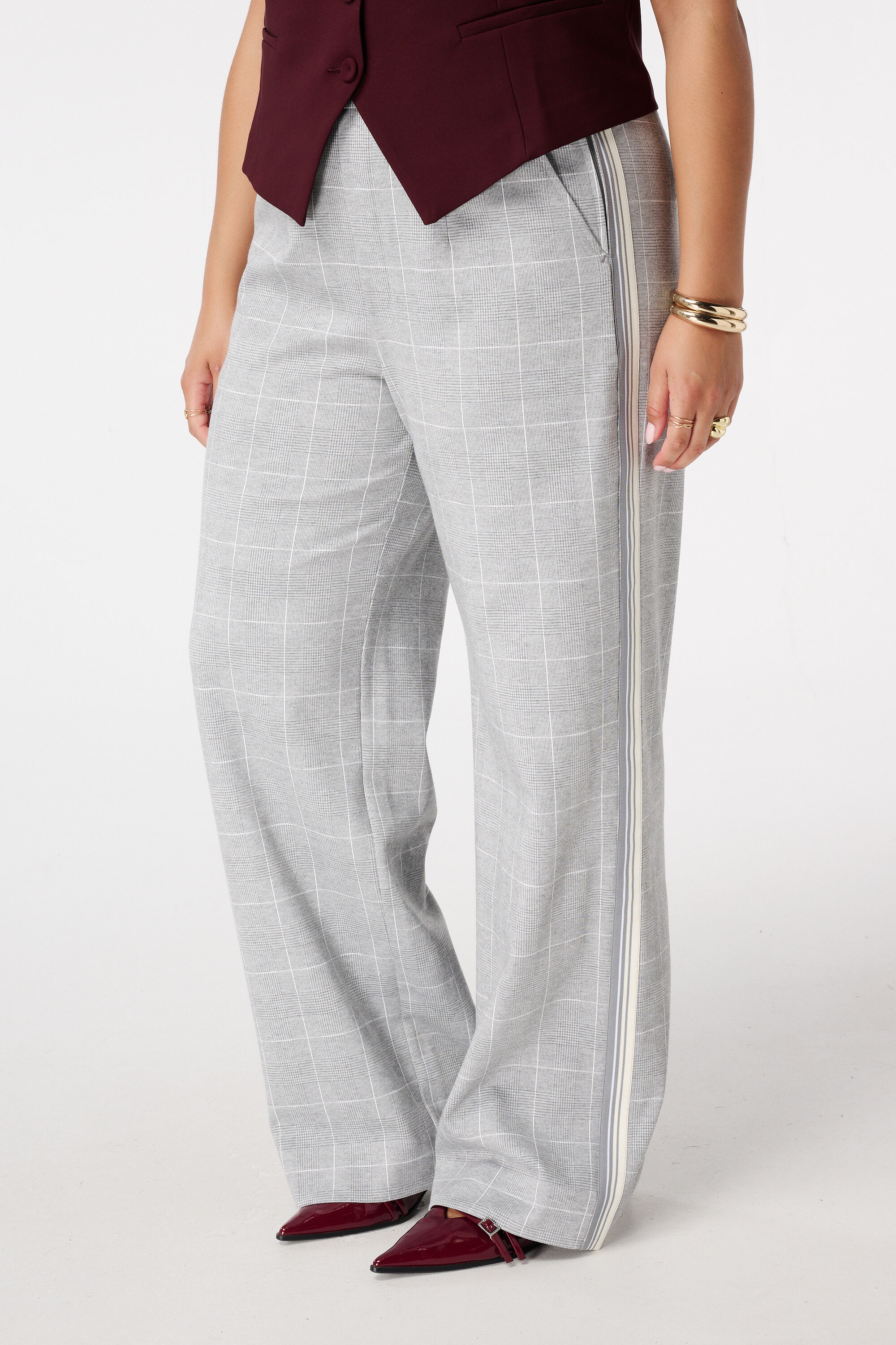 Geruite wide-leg pantalon image number 5