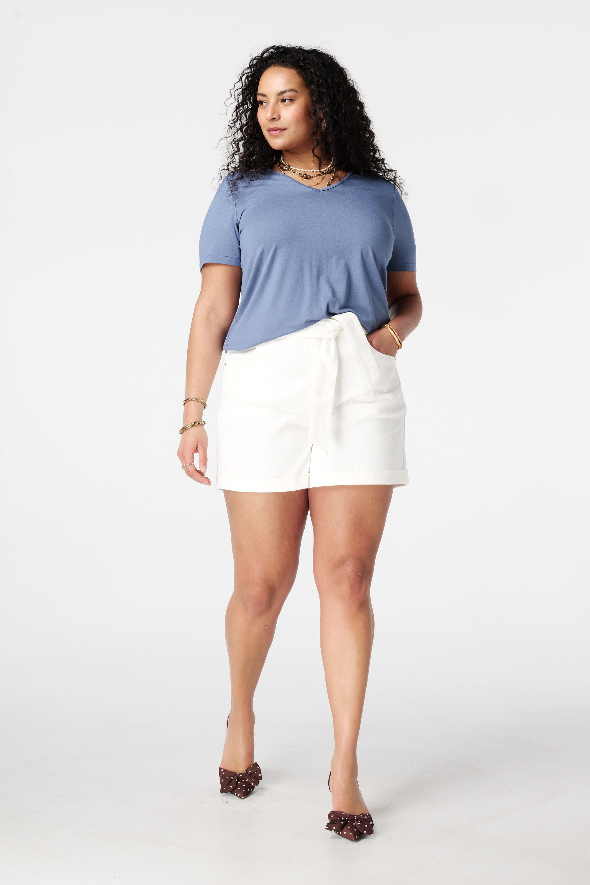 T-shirt met V-hals image number 5