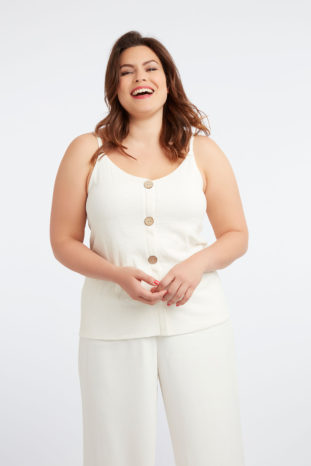 Mouwloze top met sierknopen image number 4