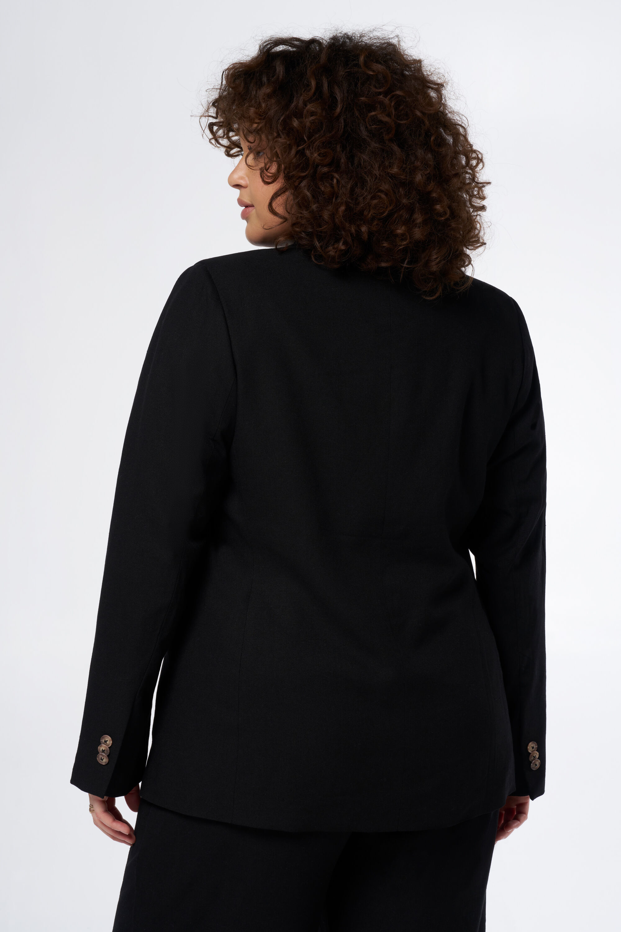 Rechtvallende blazer met linnen image number 3