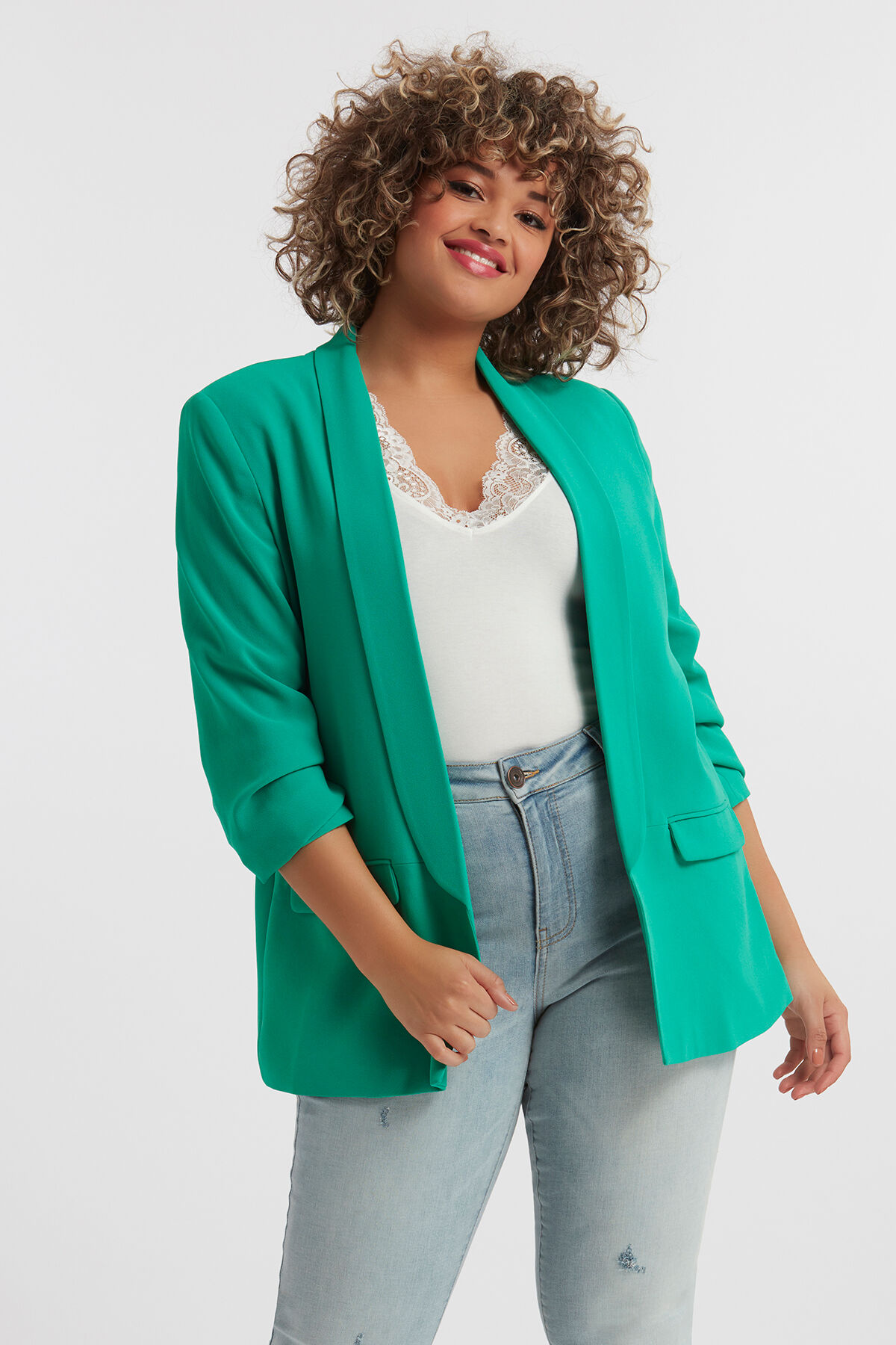 Cr&ecirc;pe blazer met rimpel effect image number 5