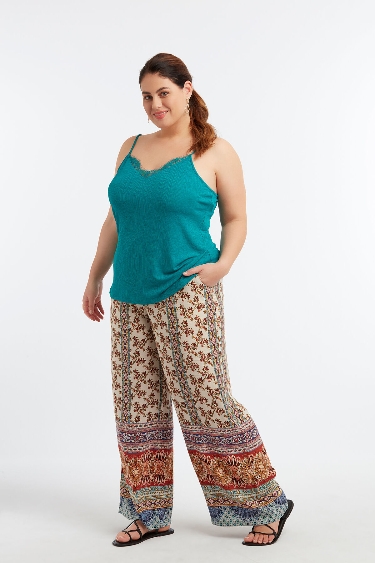 Mouwloze top met kant image number 3