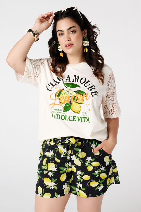 T-shirt met citroen print T-shirt met citroen print