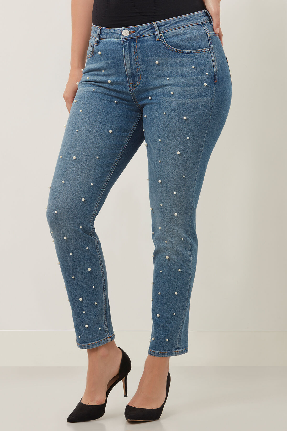 Jeans femme hot sale a perle