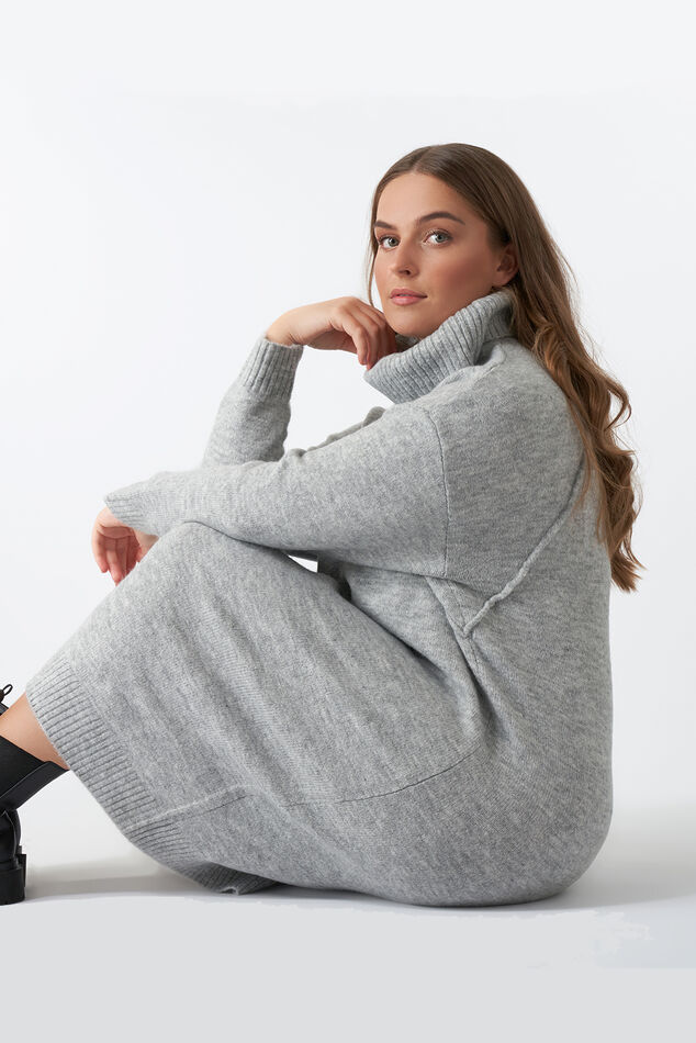 Gebreide jurk met col  image number 0