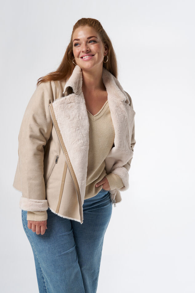 Suede look biker jas image number 0