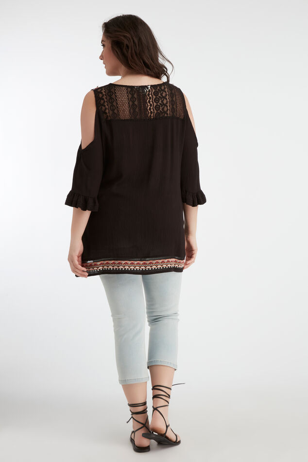 Cold shoulder blouse met borduursel image number 4