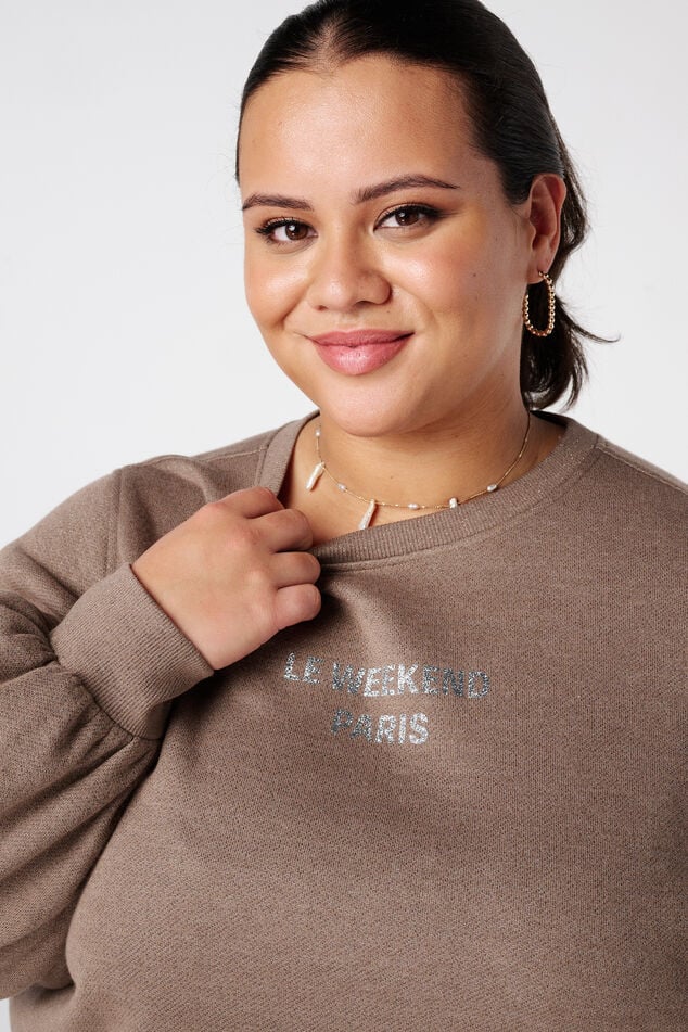 Sweat-shirt avec texte en lurex et paillettes image number 4