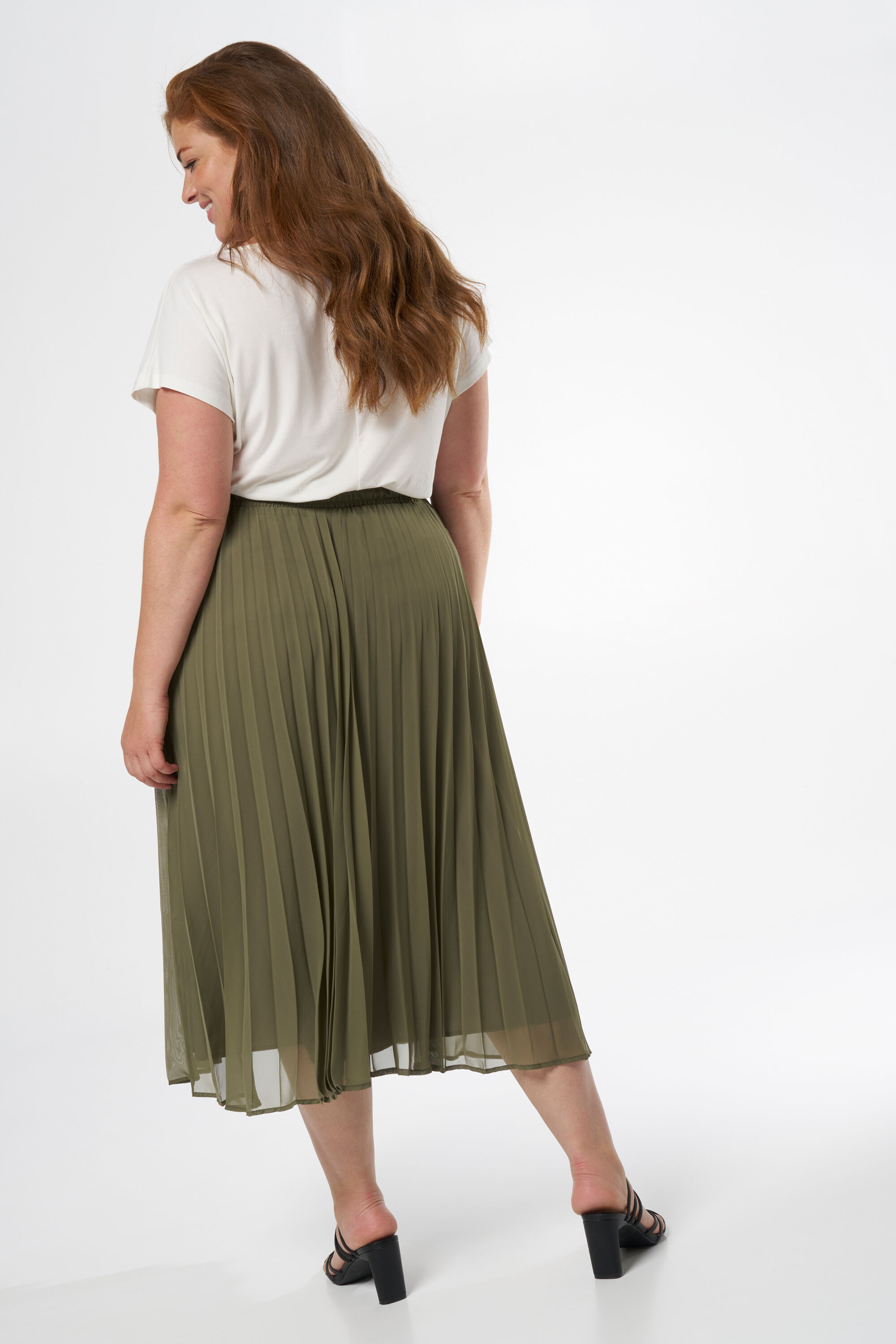 Dames Plisse rok Licht khaki MS Mode
