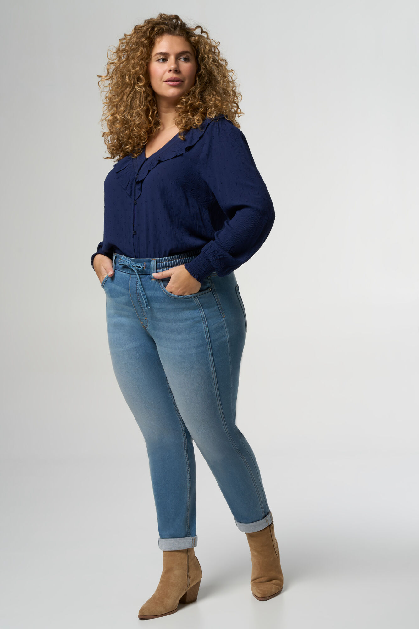 Denim jogger broek image number 6