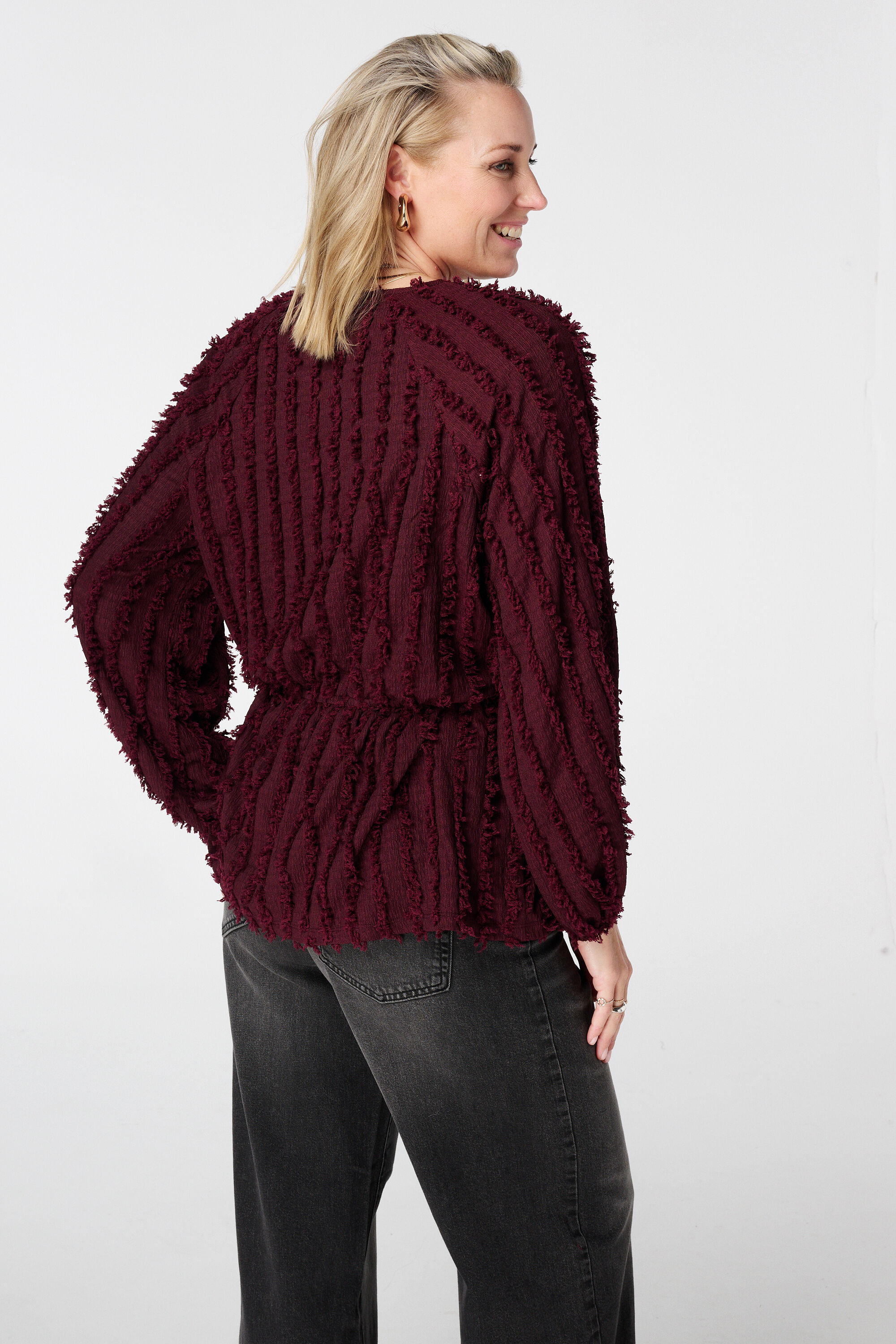 Haut en jersey duveteux avec cordon de serrage image number 3