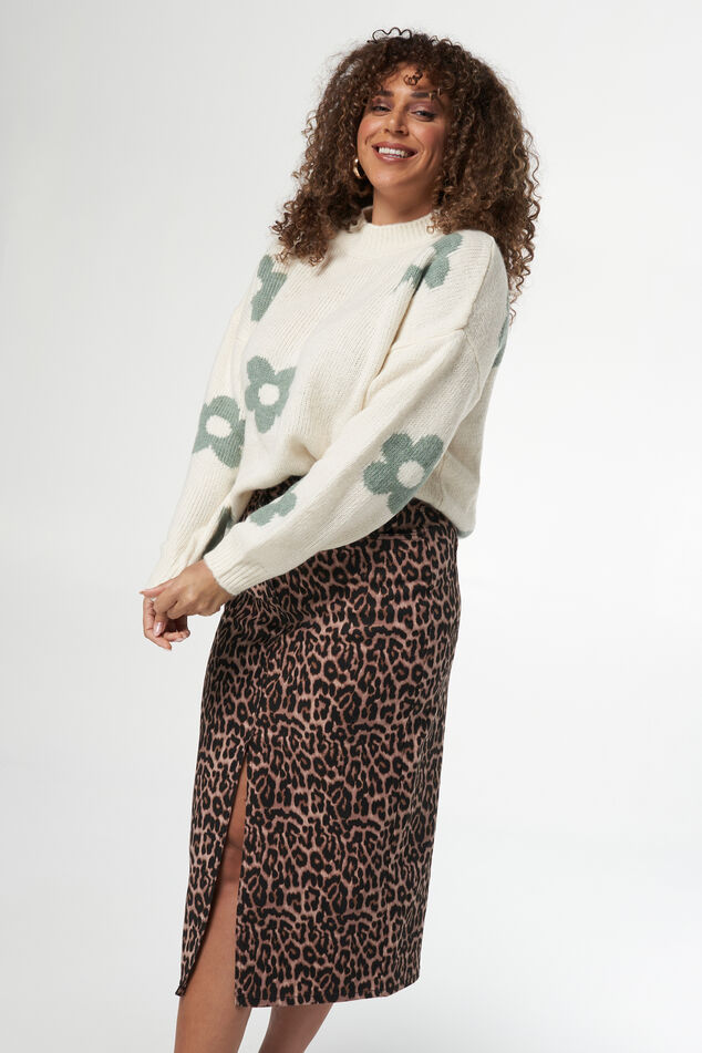 PULL COL ROND JACQUARD FLEURS - MAJE pour FEMME PULL COL ROND JACQUARD FLEURS - MAJE pour FEMME