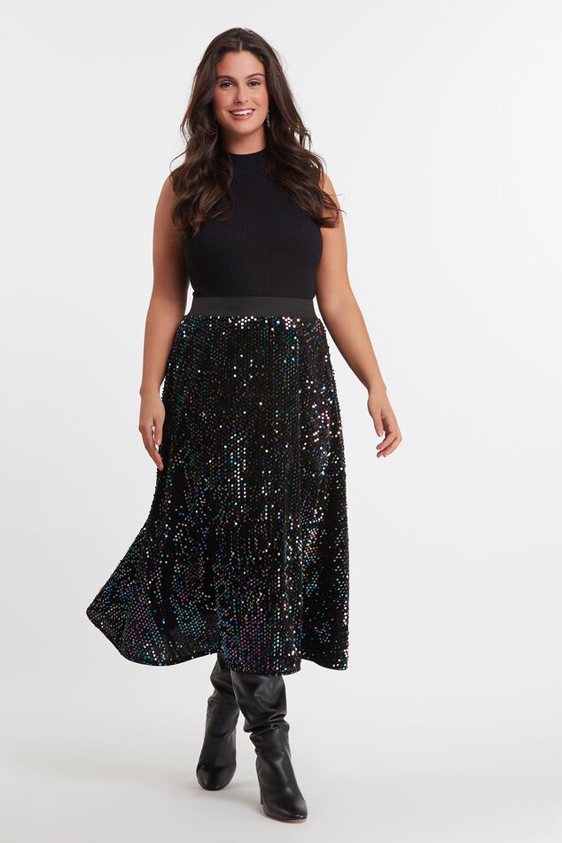 Lange glitter rok met pailletten image number 0