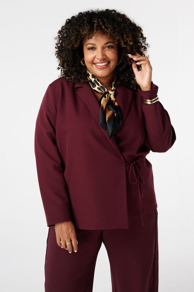 Overslag blazer met strikceintuur image number 0