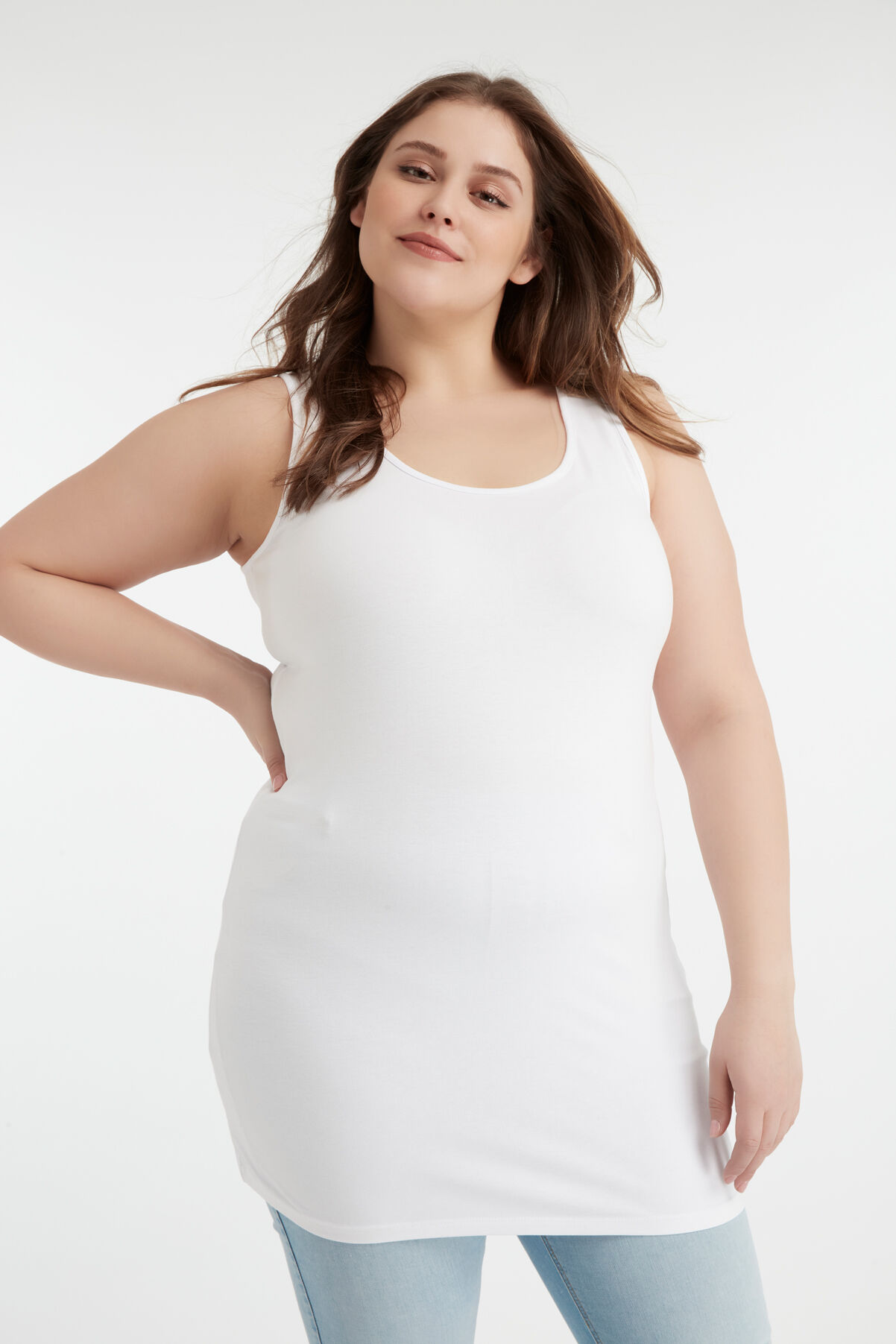 Lange singlet van katoen image number 3