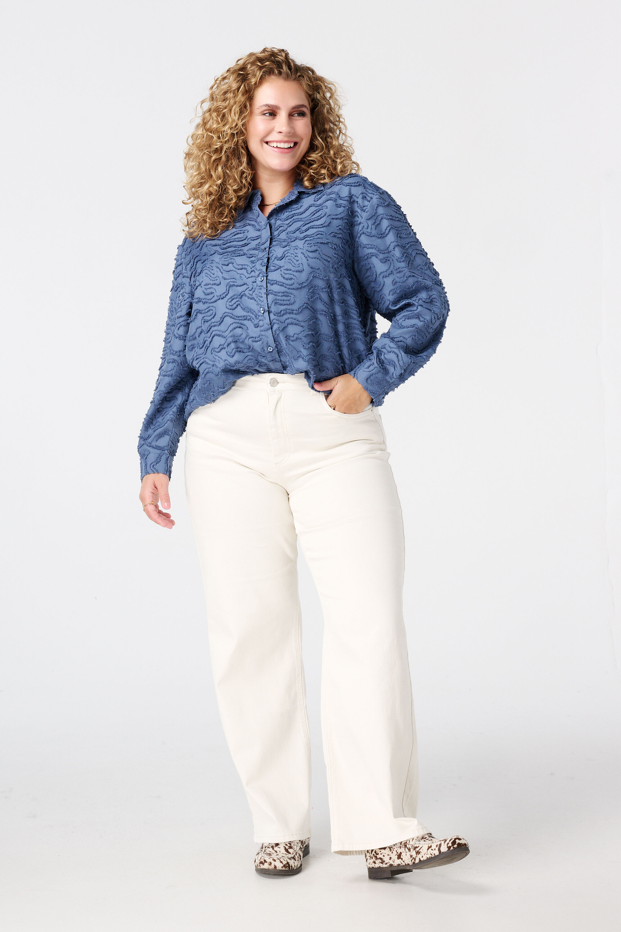 Structuur geweven oversized blouse image number 5