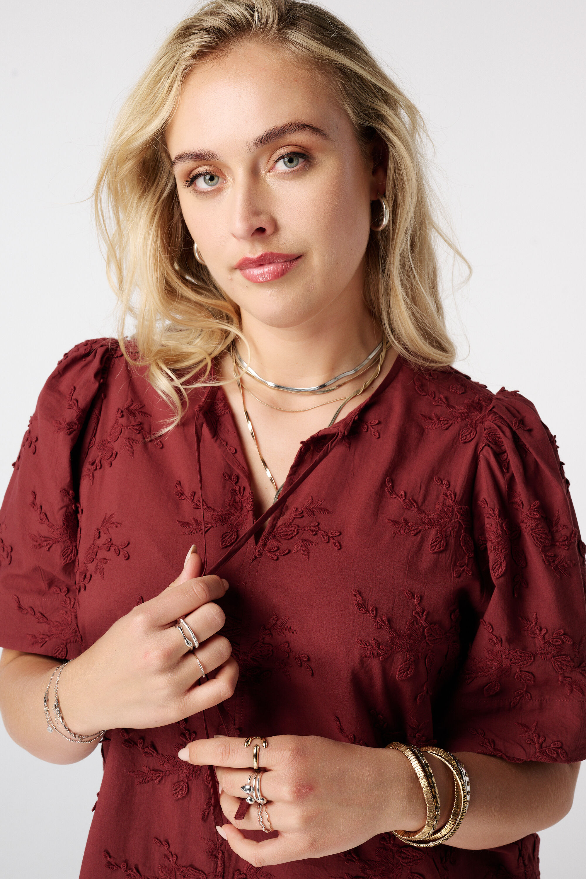 Katoenen blouse met borduursel image number 4