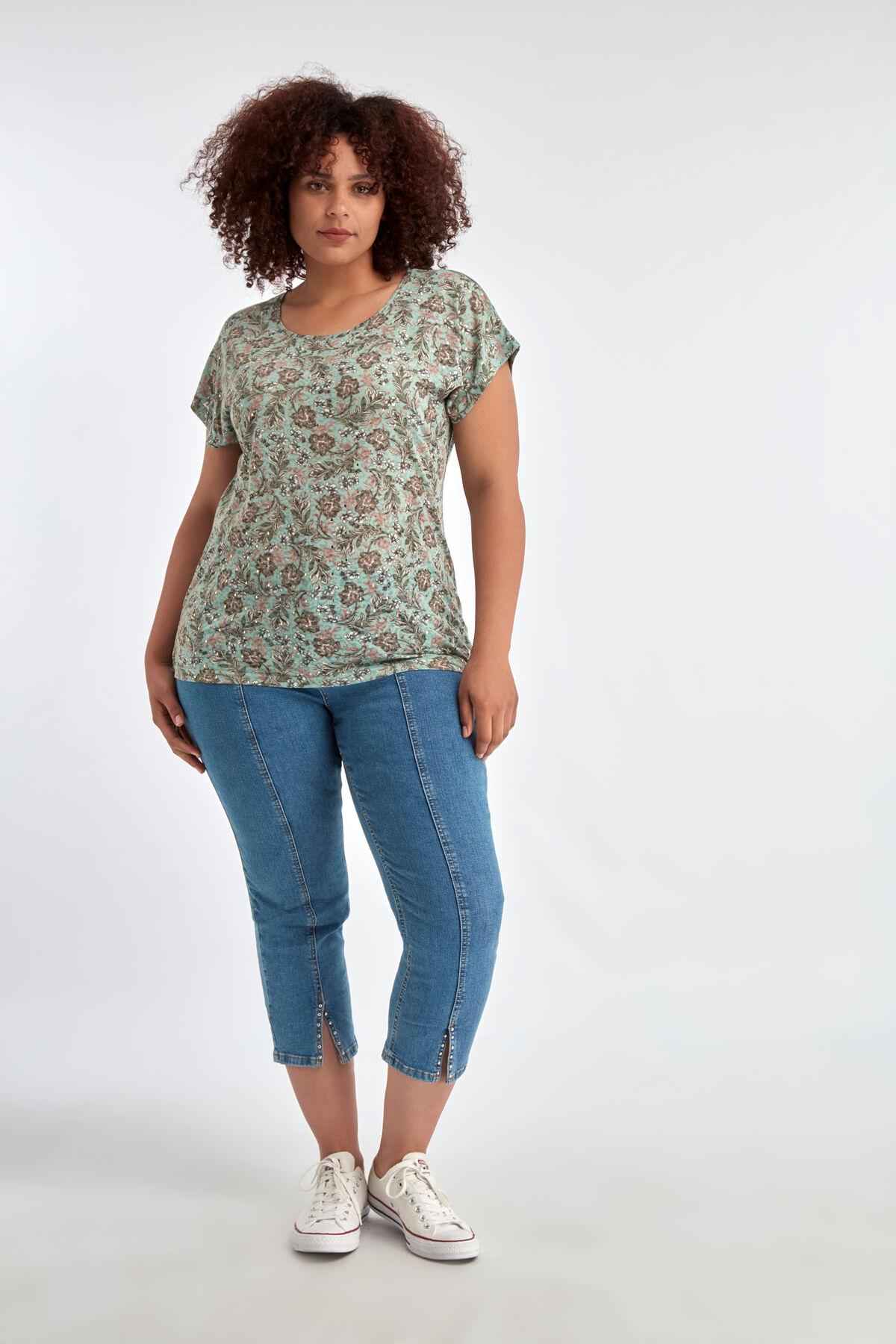 7/8 skinny jeans met studs en split image number 6