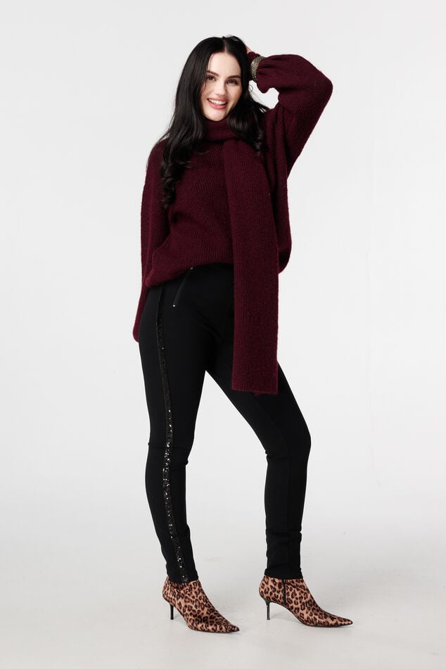 Legging skinny à paillettes et bande latérale image number 0