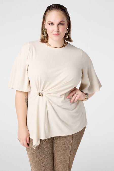 Gedrapeerde top met gouden gesp Gedrapeerde top met gouden gesp