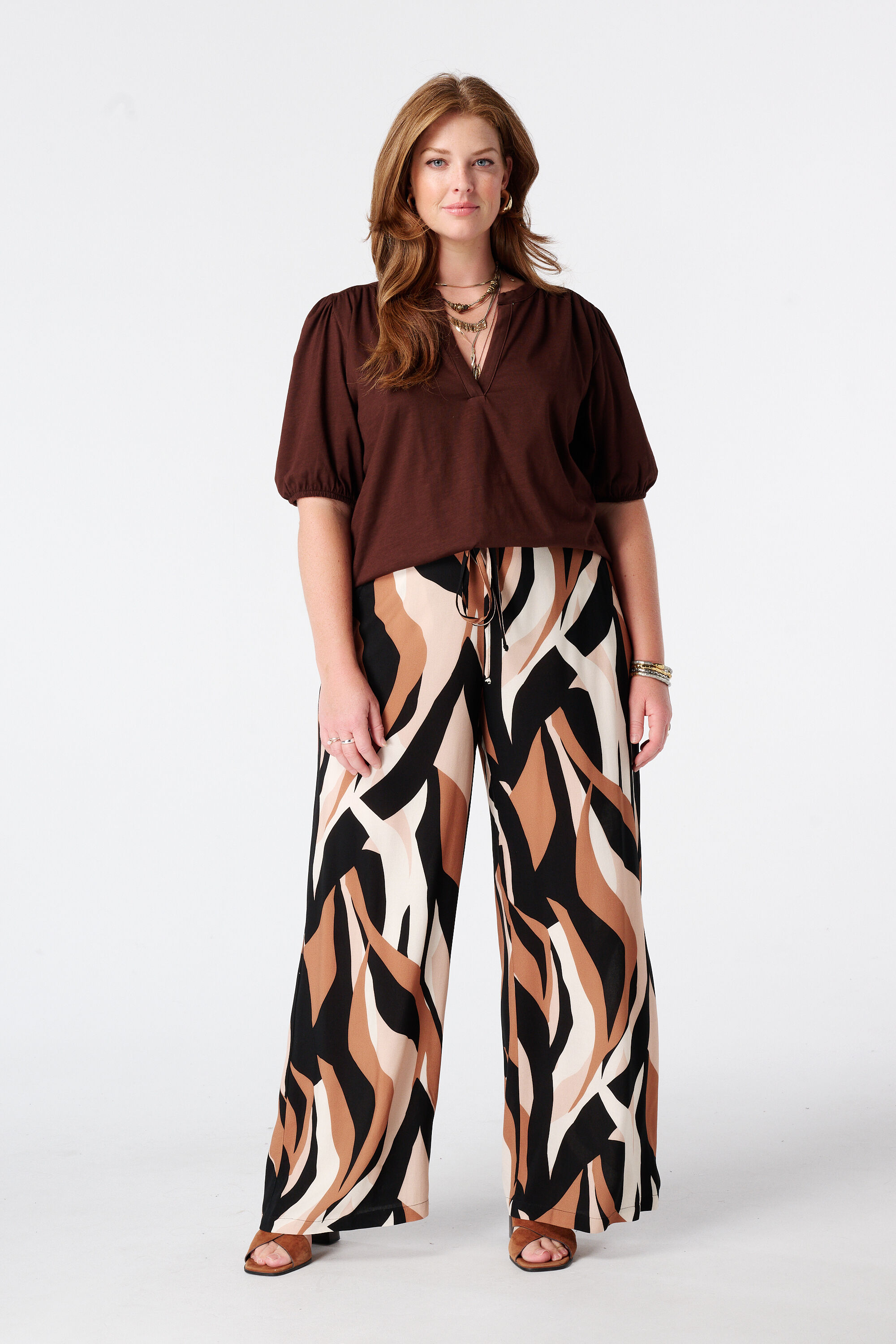 Wide leg broek met print