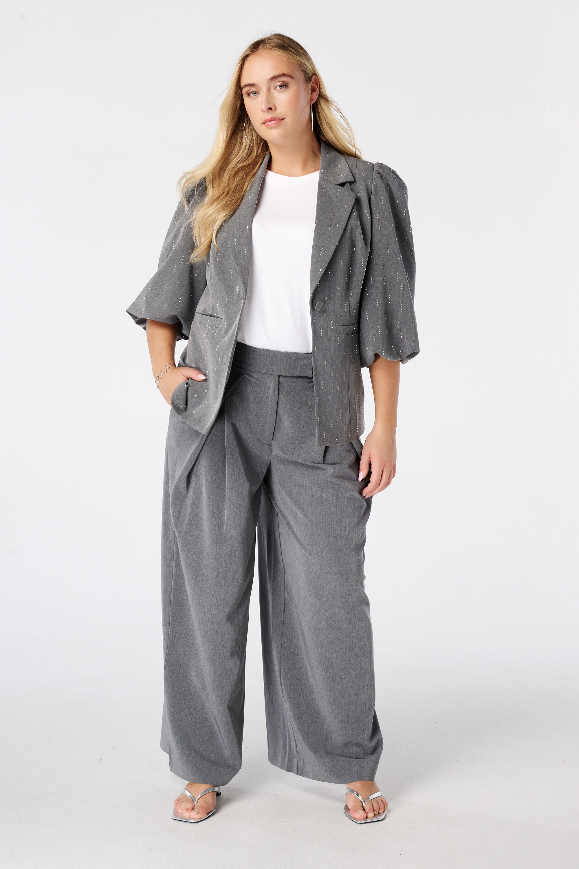 Pantalon large &agrave; plis