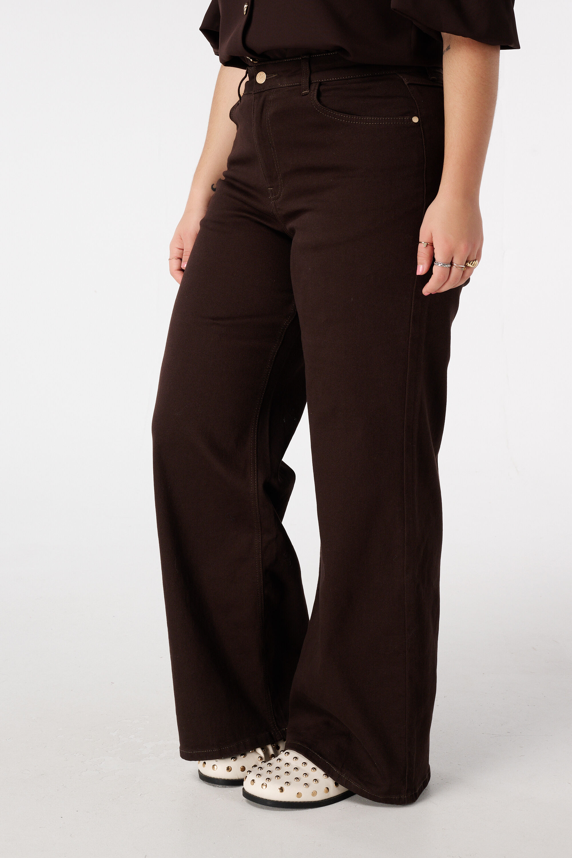 Wide leg jeans met hoge taille image number 5