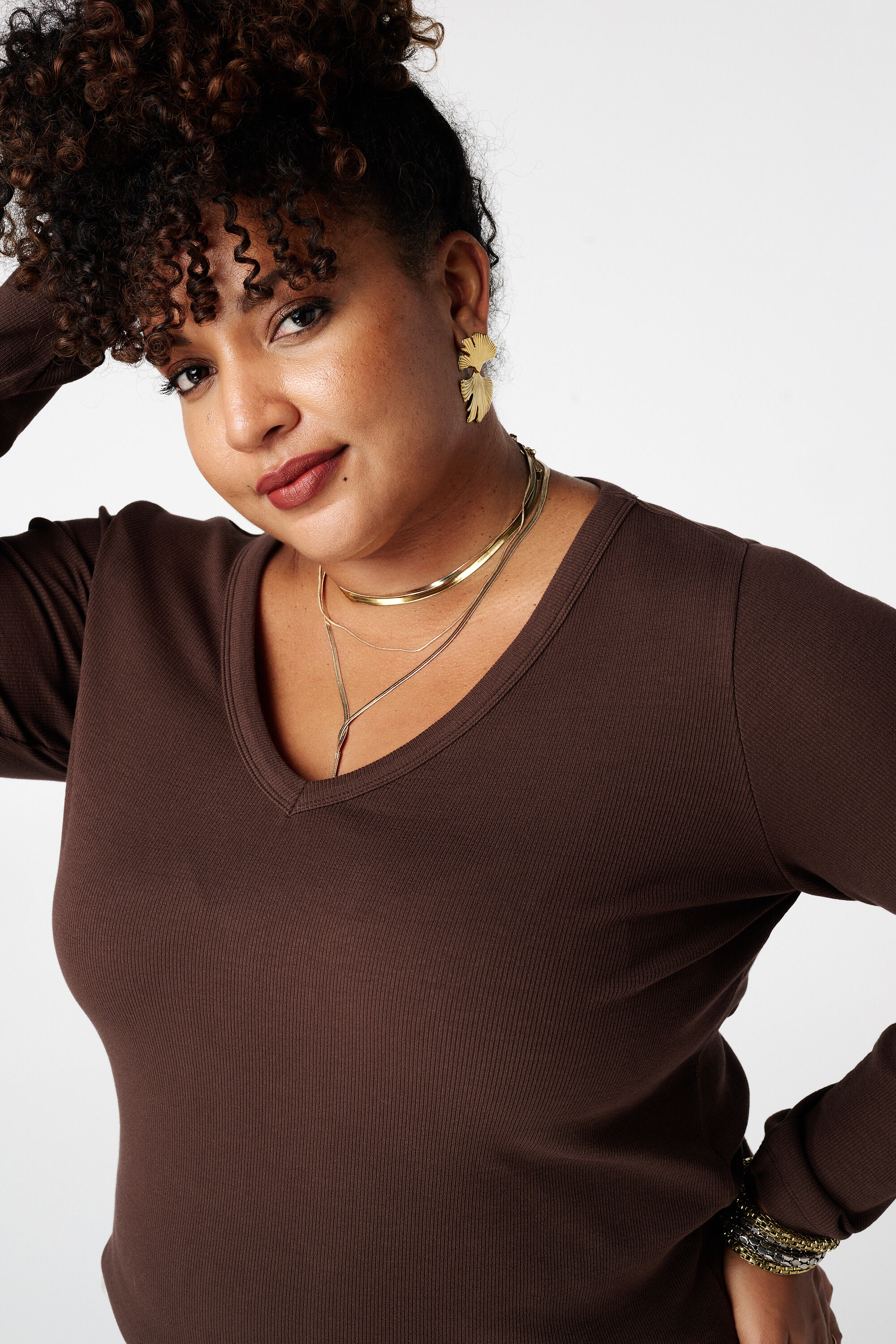 Haut c&ocirc;tel&eacute; &agrave; manches longues image number 4