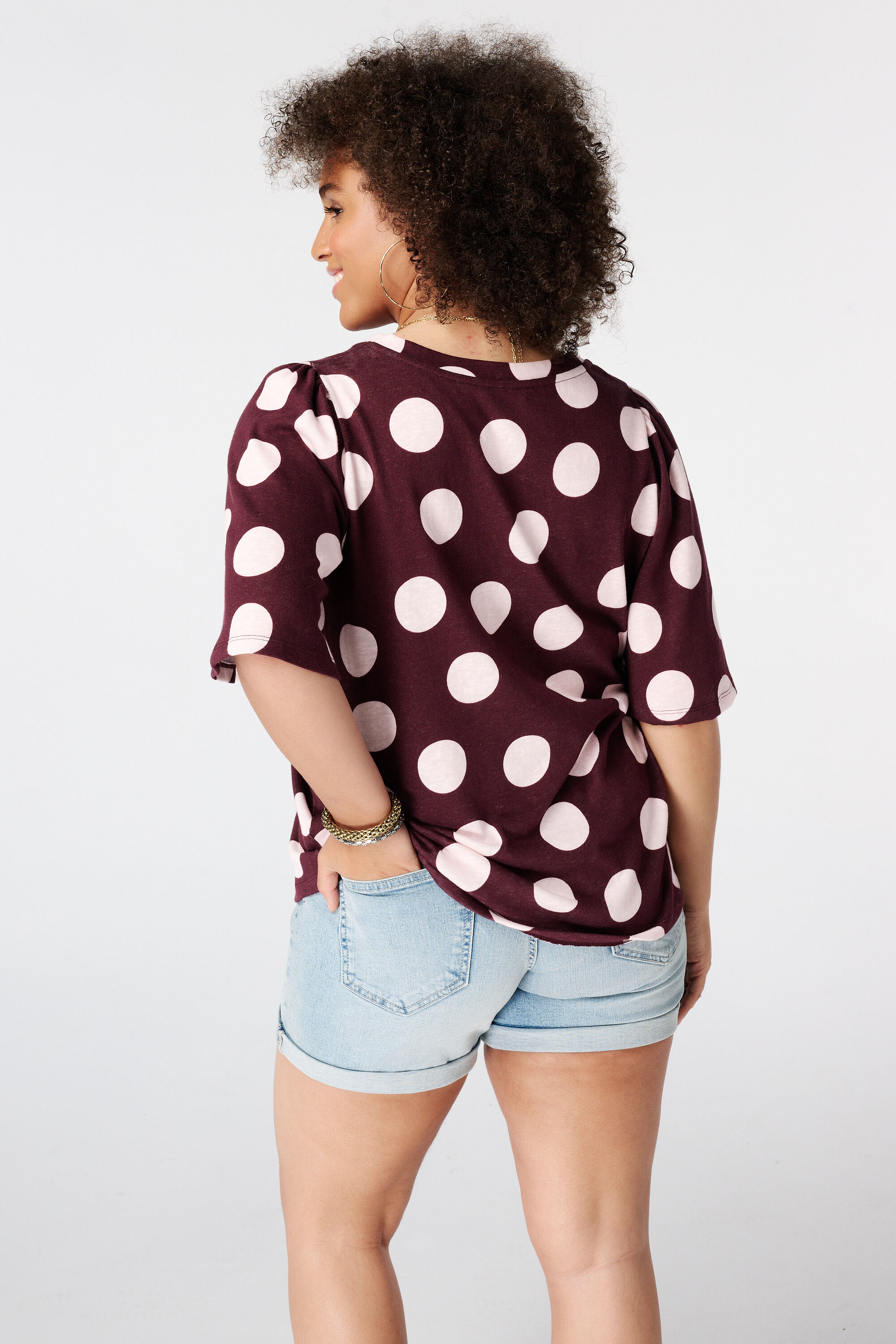 T-shirt met V-hals image number 3