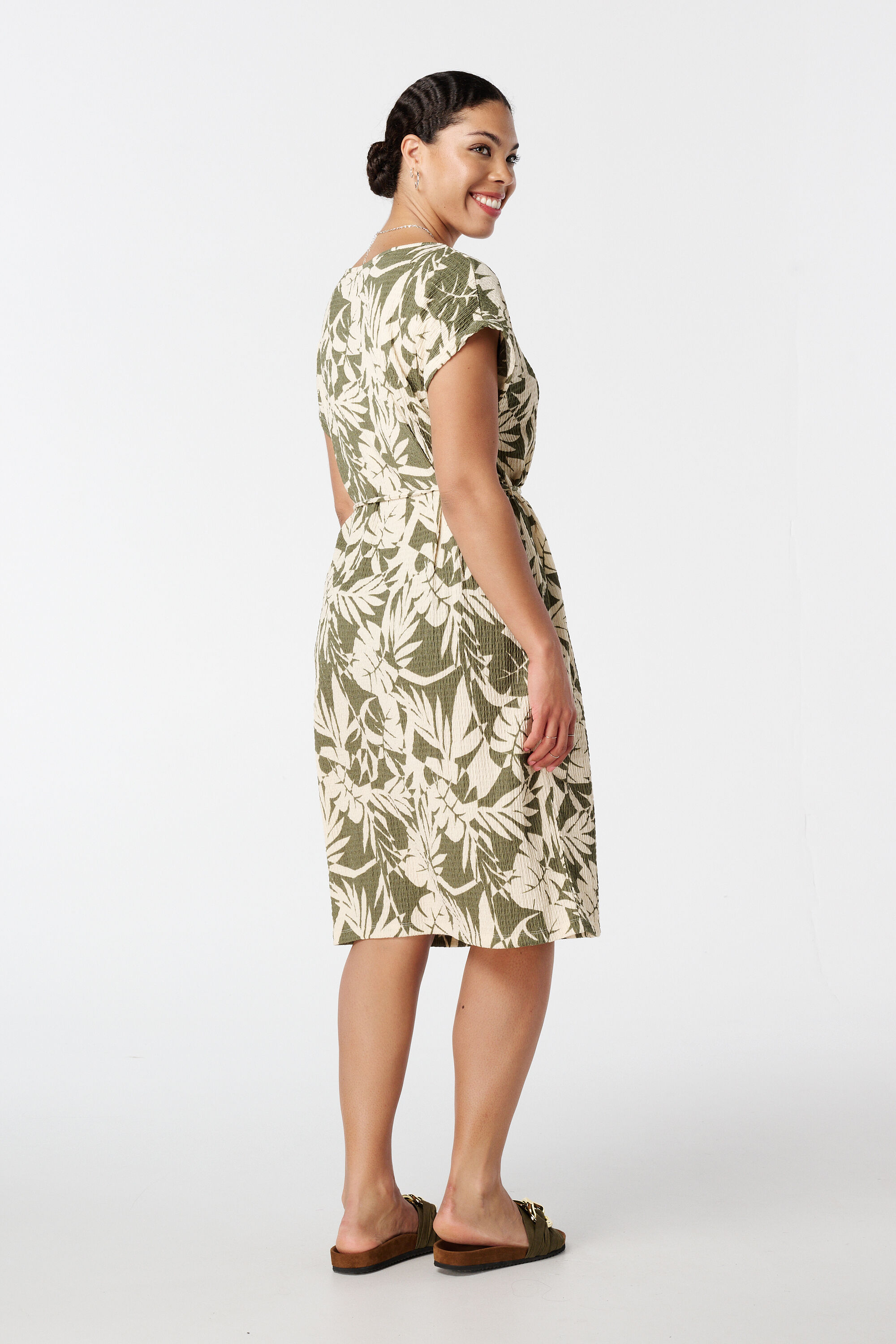 Robe midi imprim&eacute;e avec cordon image number 3