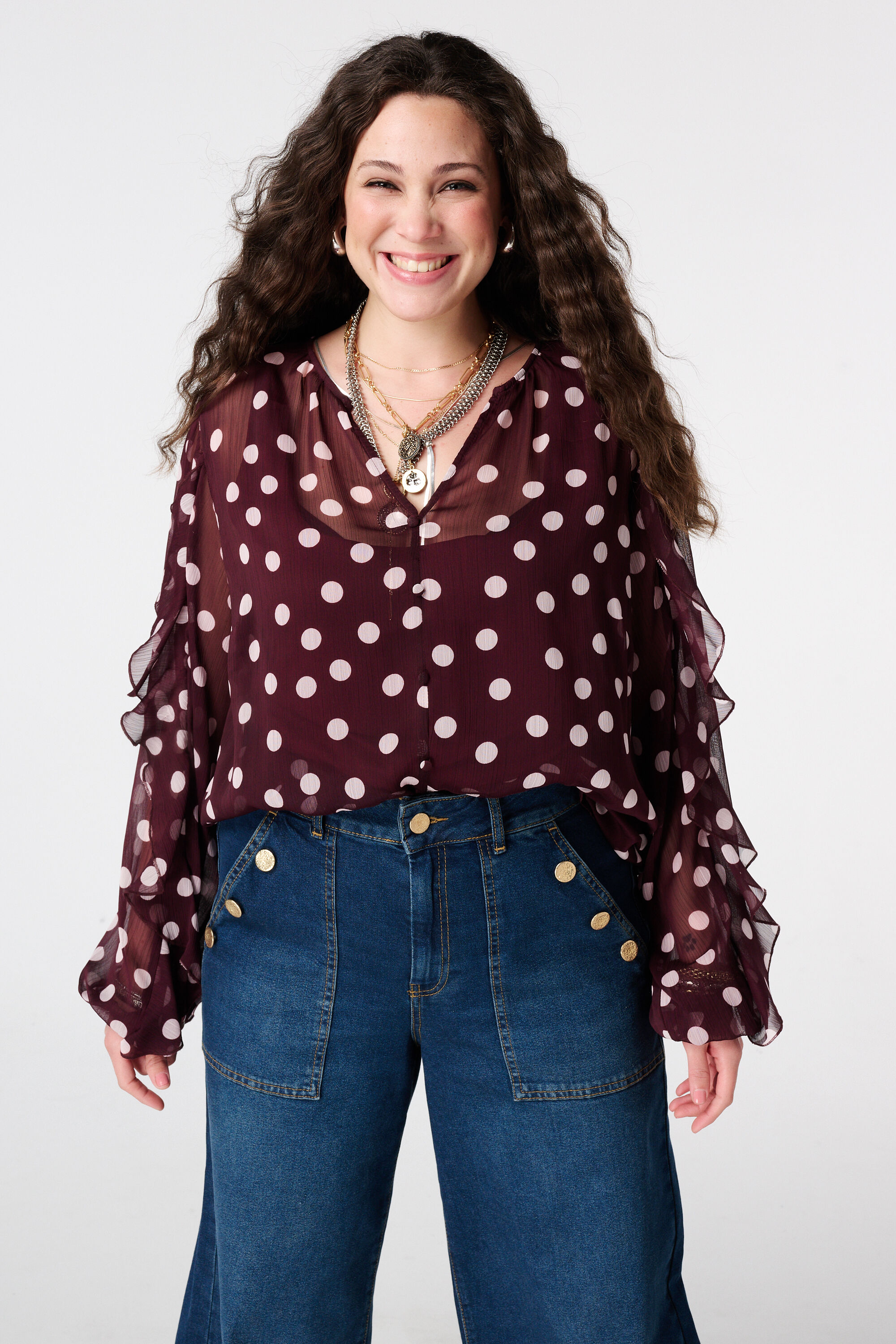 Blouse en mesh avec volants