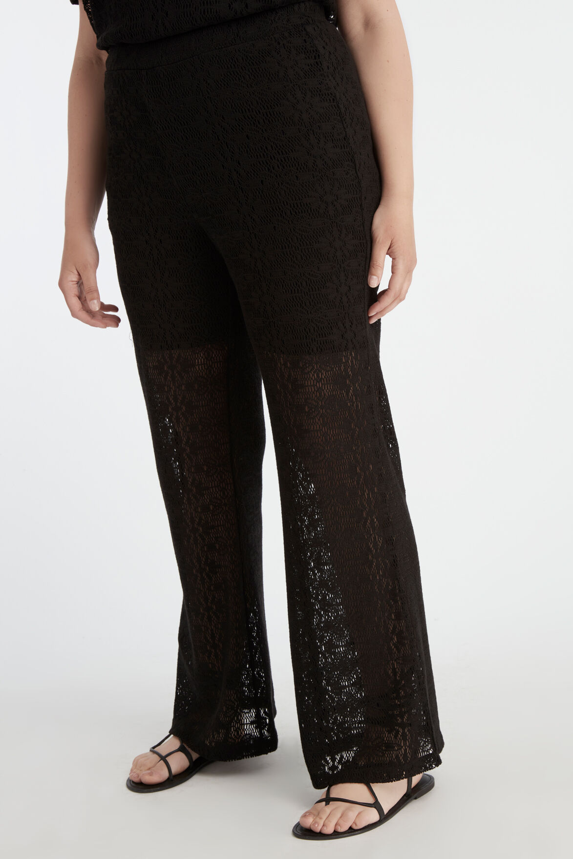 Pantalon large avec dentelle image number 3