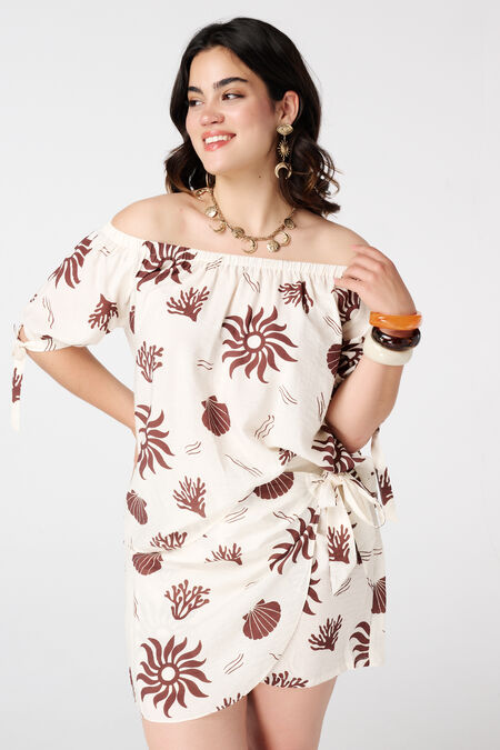 Off-shoulder blouse met print Off-shoulder blouse met print