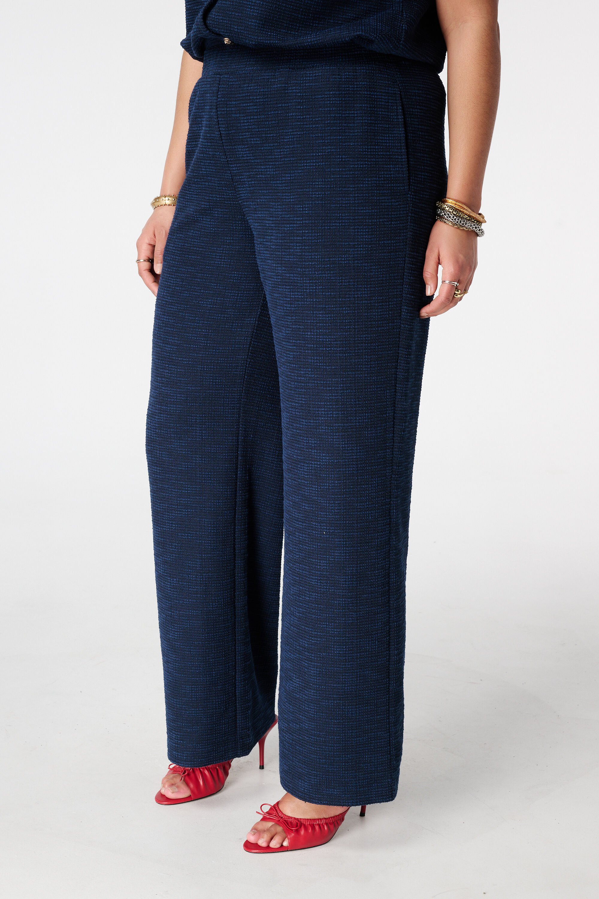 Wide leg boucl&eacute; broek image number 5