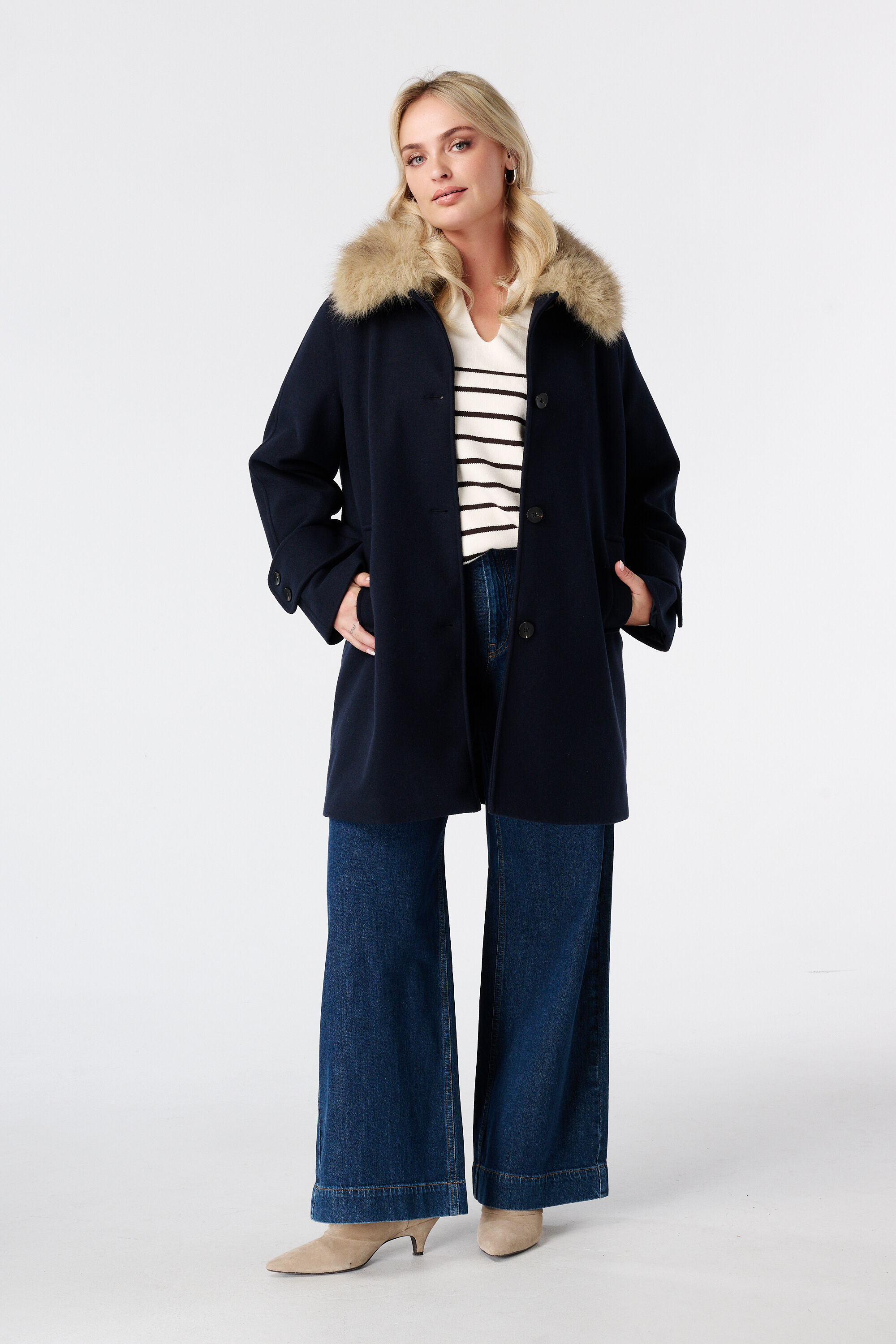 Manteau avec col en fausse fourrure image number 5