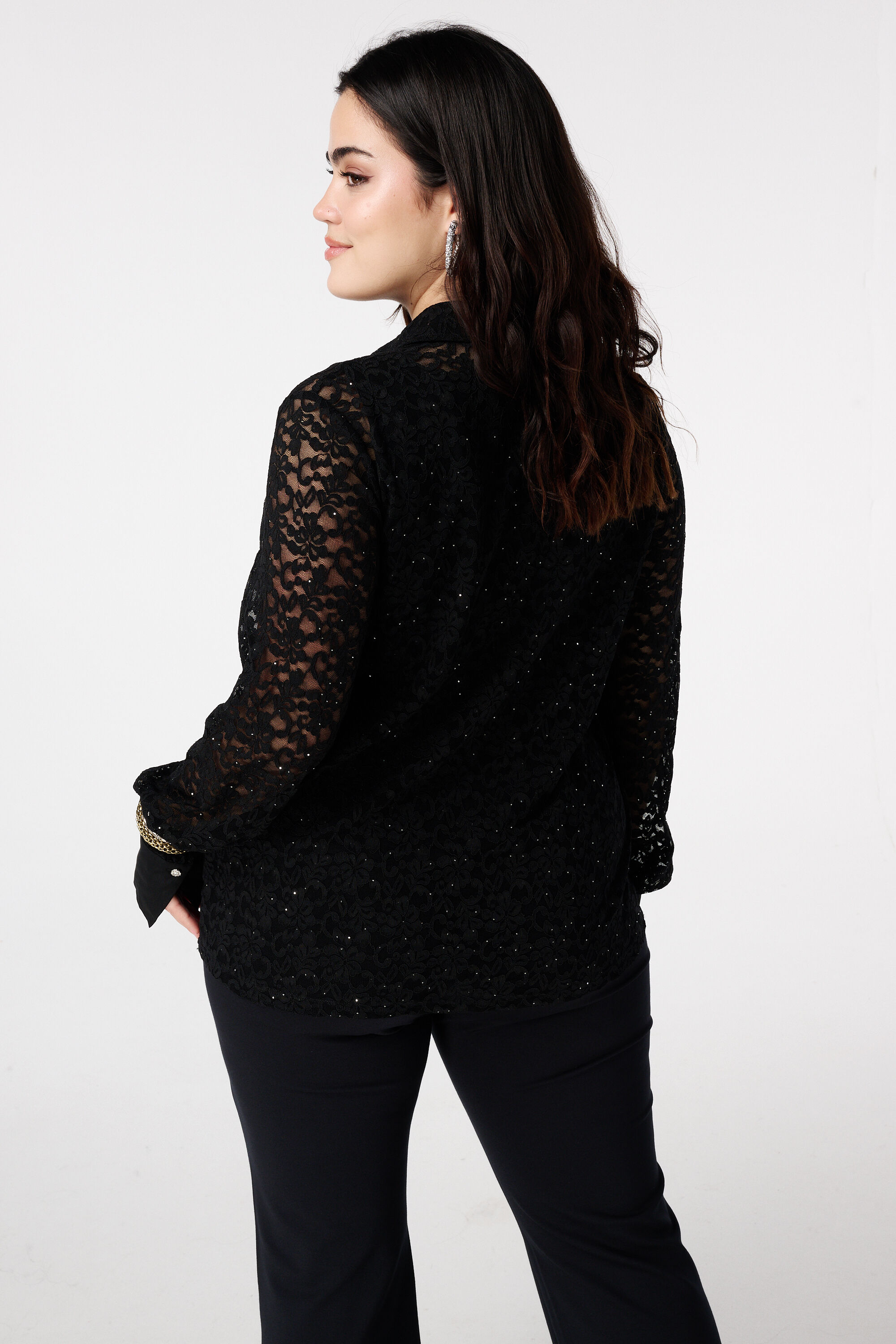 Top avec dentelle et paillettes image number 3