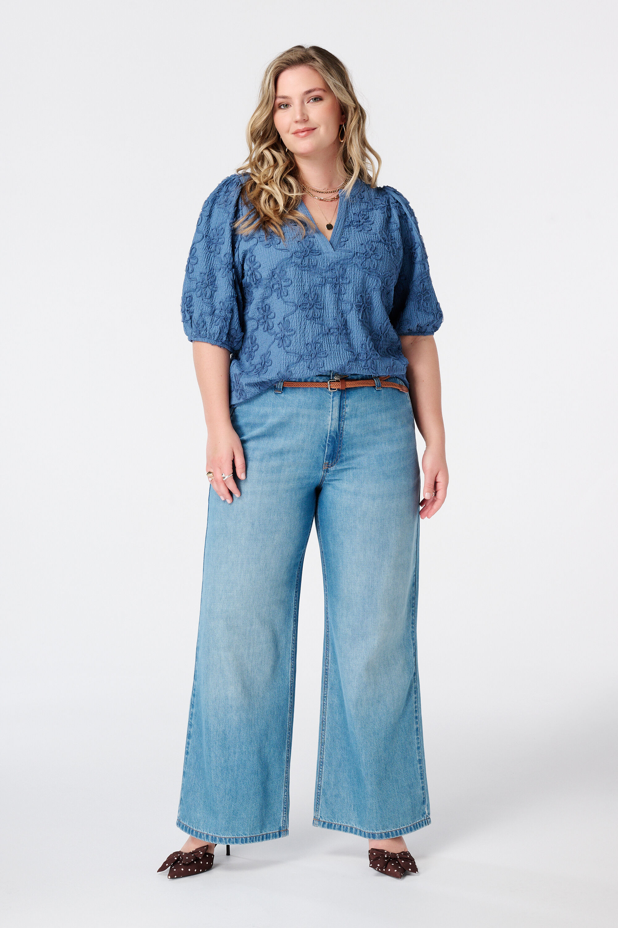 Wide leg jeans met ceintuur