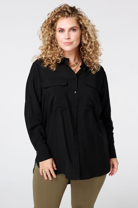 Blouse mi-longue avec poches décoratives Blouse mi-longue avec poches décoratives