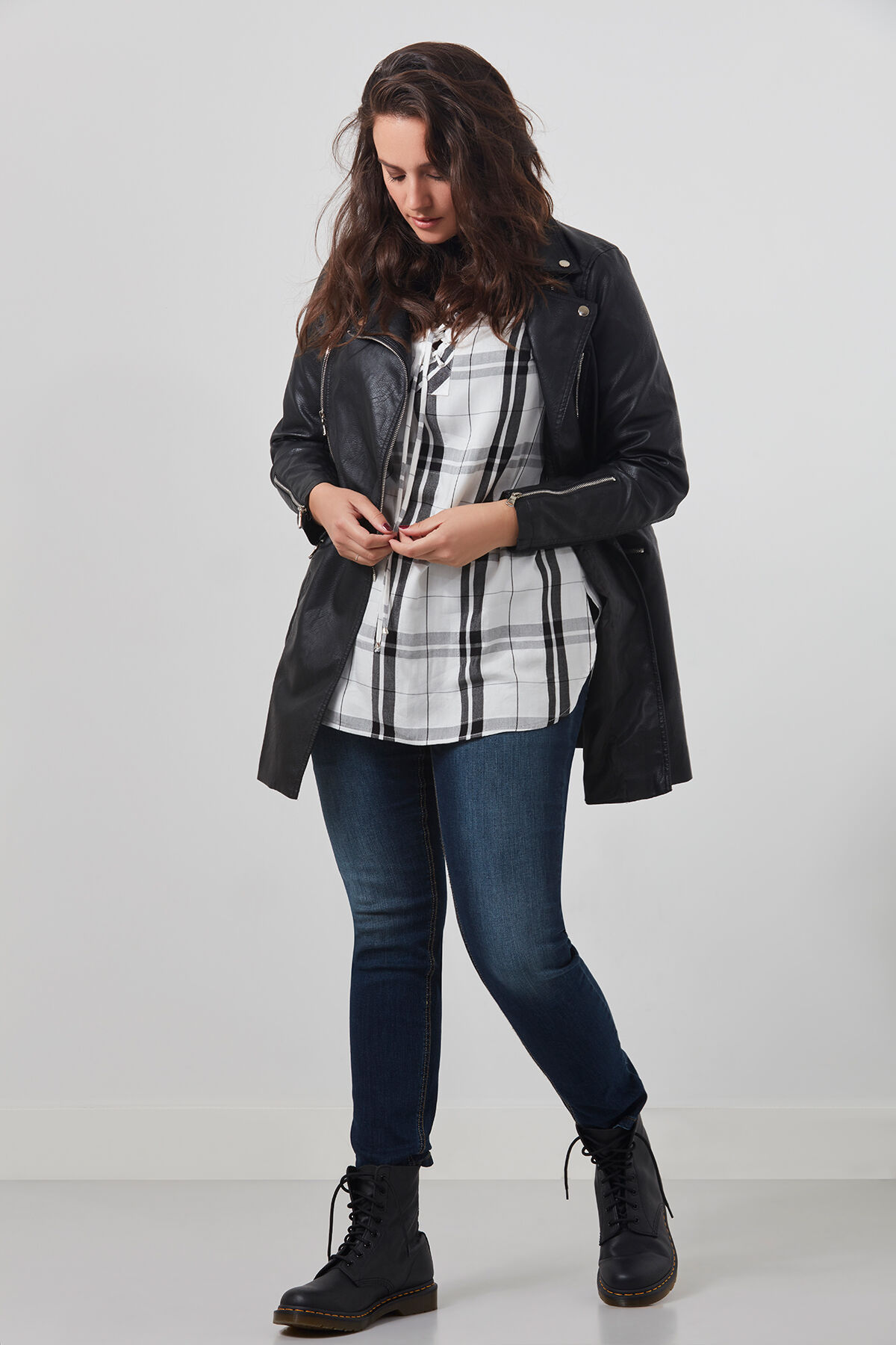Veste longue hotsell simili cuir