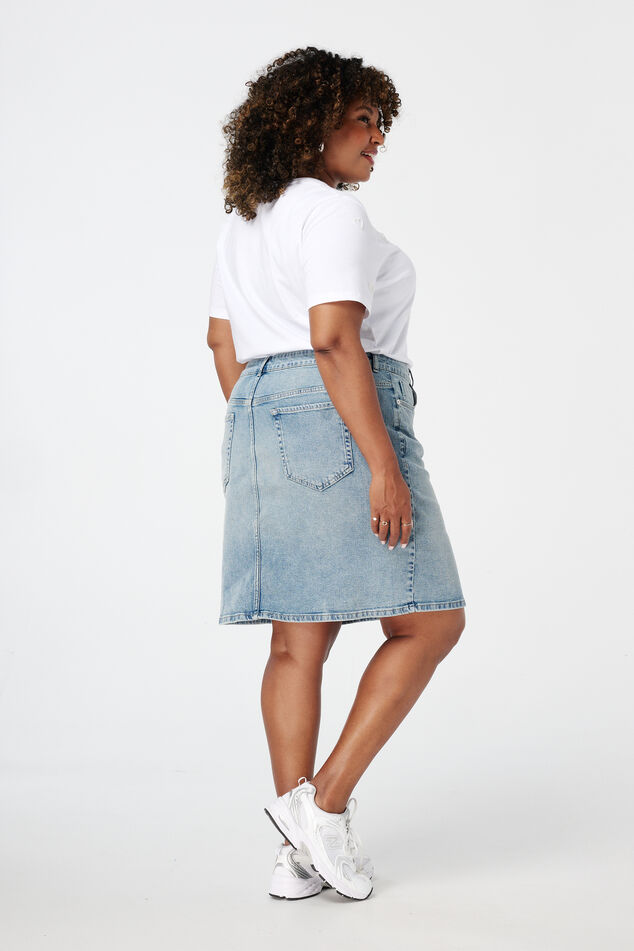 Denim rok met knoopsluiting image number 3