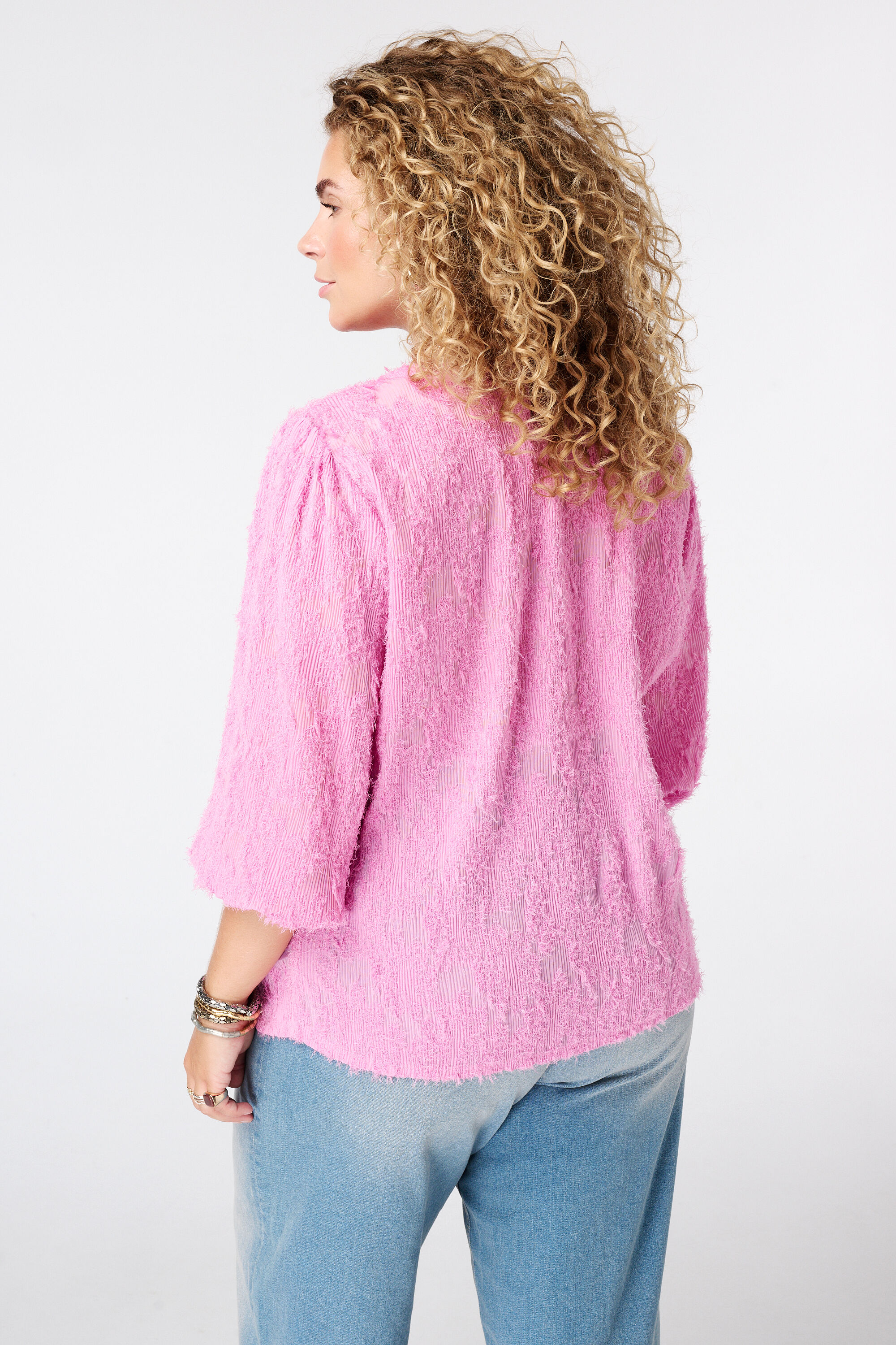 Fluffy blouse met v-hals image number 3