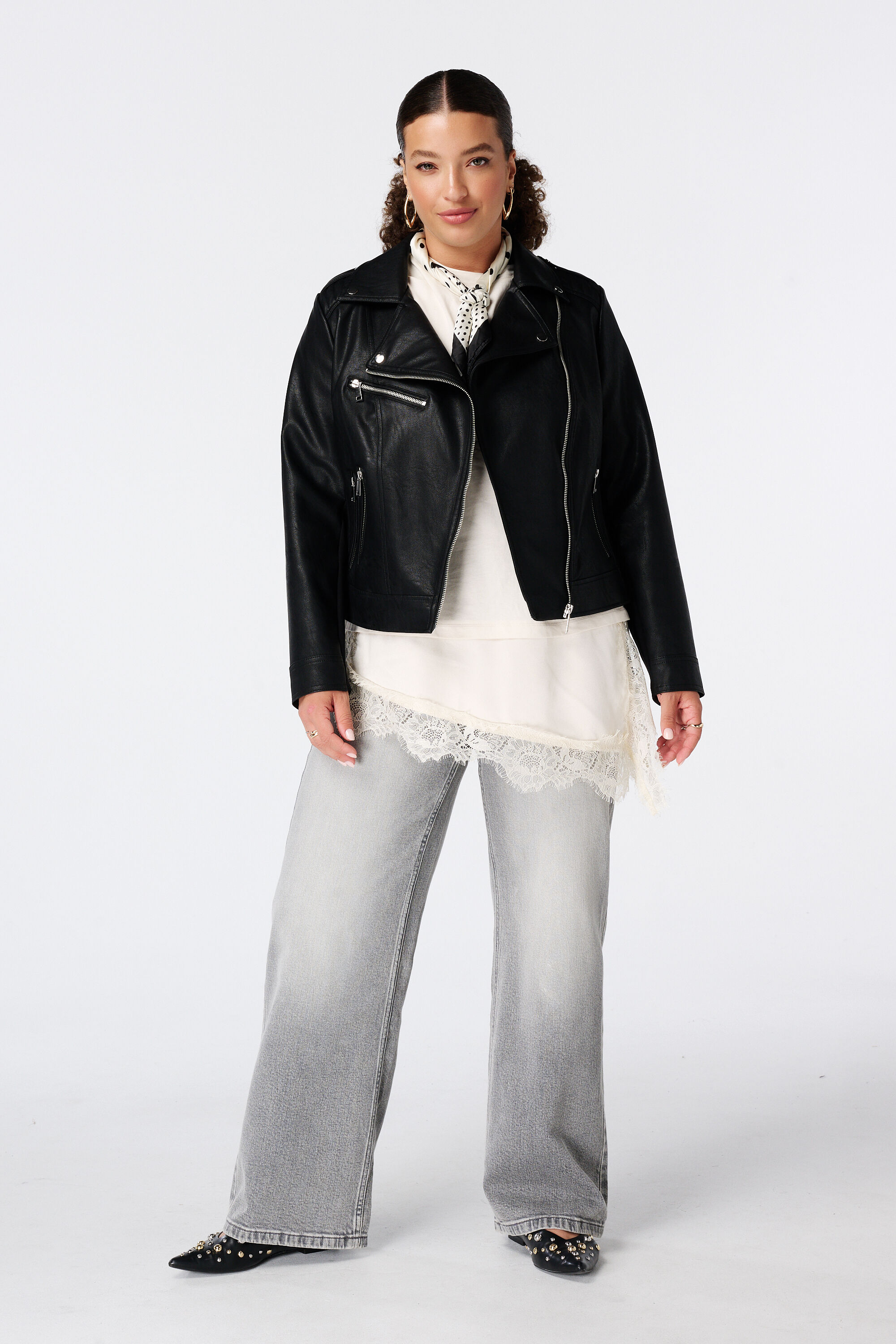 Leerlook jacket met zilveren details image number 5