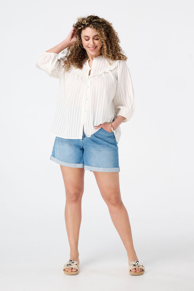 Denim shorts met ceintuur image number 0