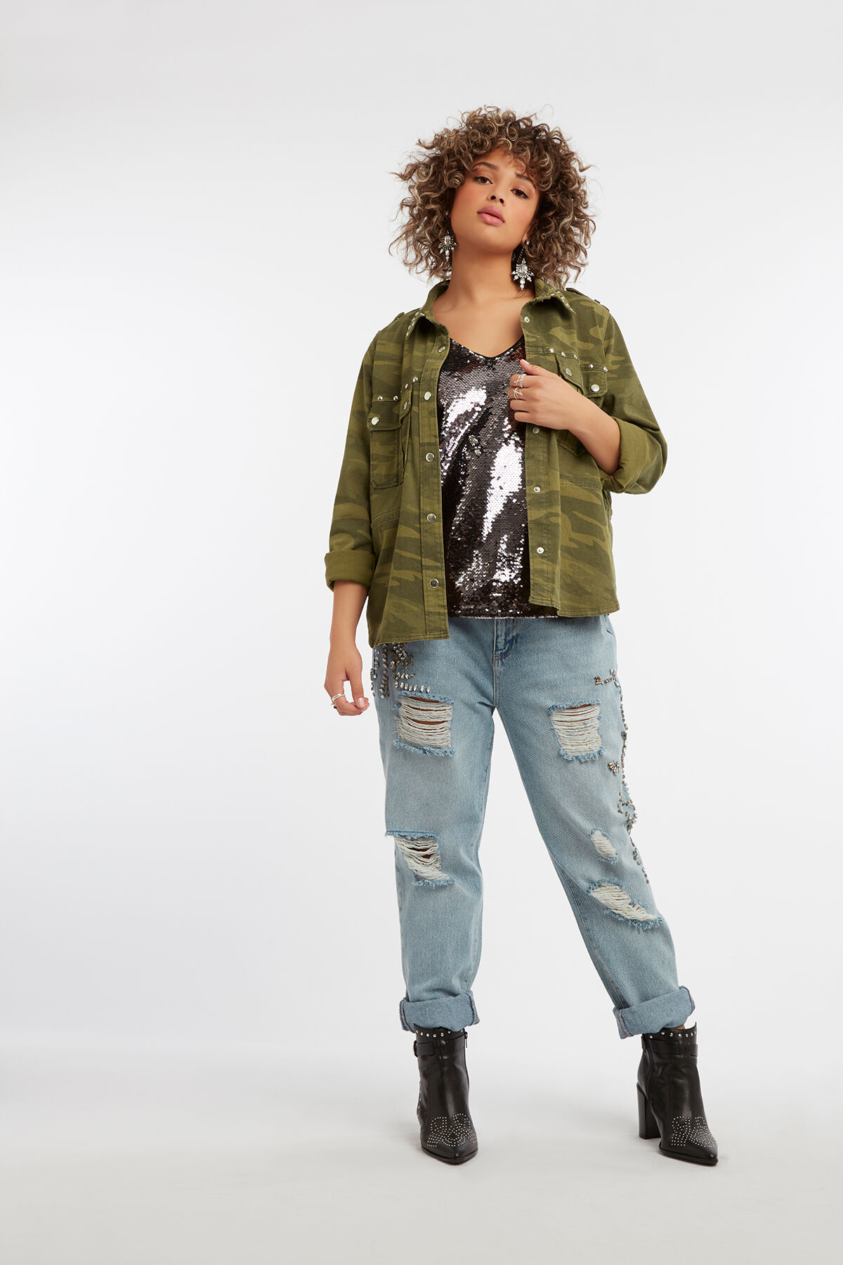 Boyfriend jeans met strass image number 4