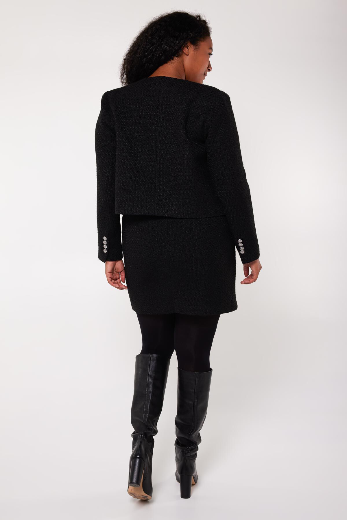 Blazer cropped en tweed image number 3