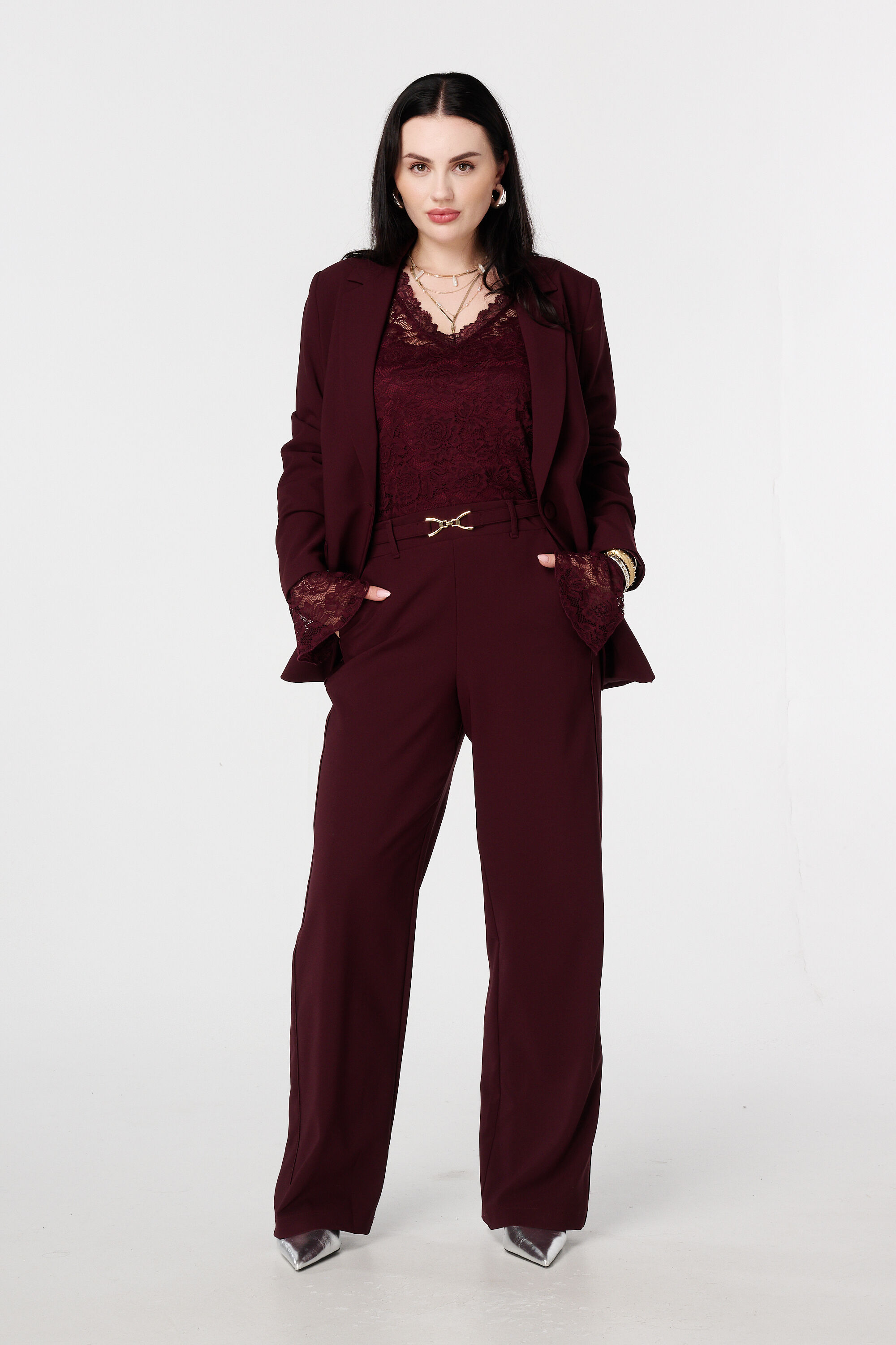 Pantalon met gouden gesp